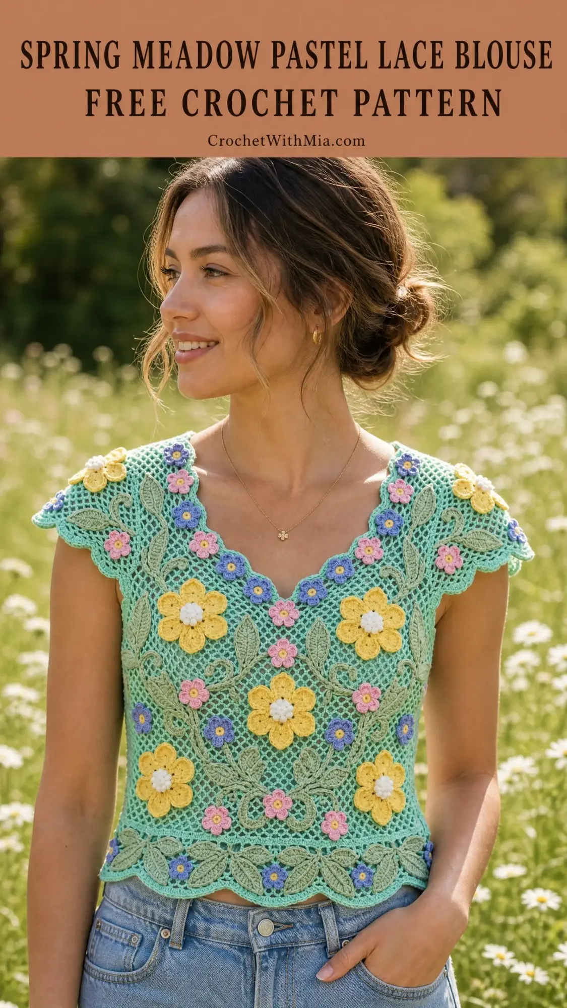 Spring Meadow Pastel Lace Blouse Free Crochet Pattern