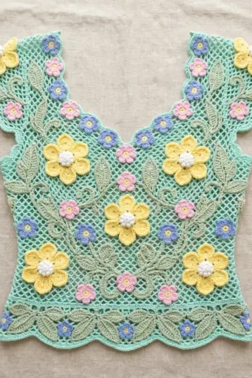Spring Meadow Pastel Lace Blouse Free Crochet Pattern