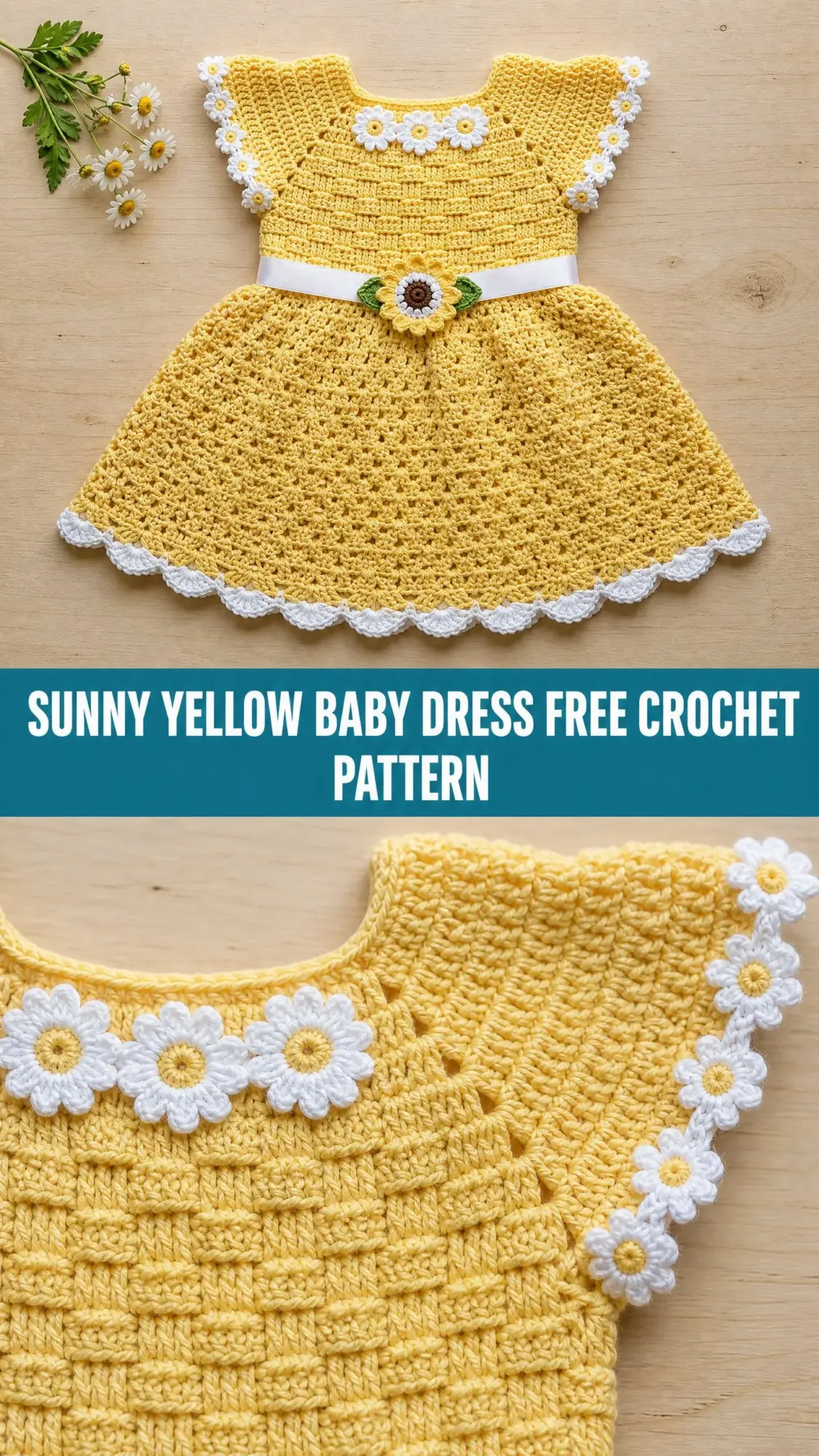 Sunny Yellow Baby Dress Free Crochet Pattern