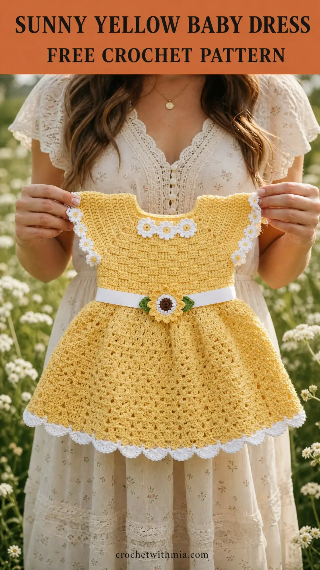 Sunny Yellow Baby Dress Free Crochet Pattern