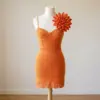 Sunset Orange Dahlia Ruffle Mini Dress Free Crochet Pattern