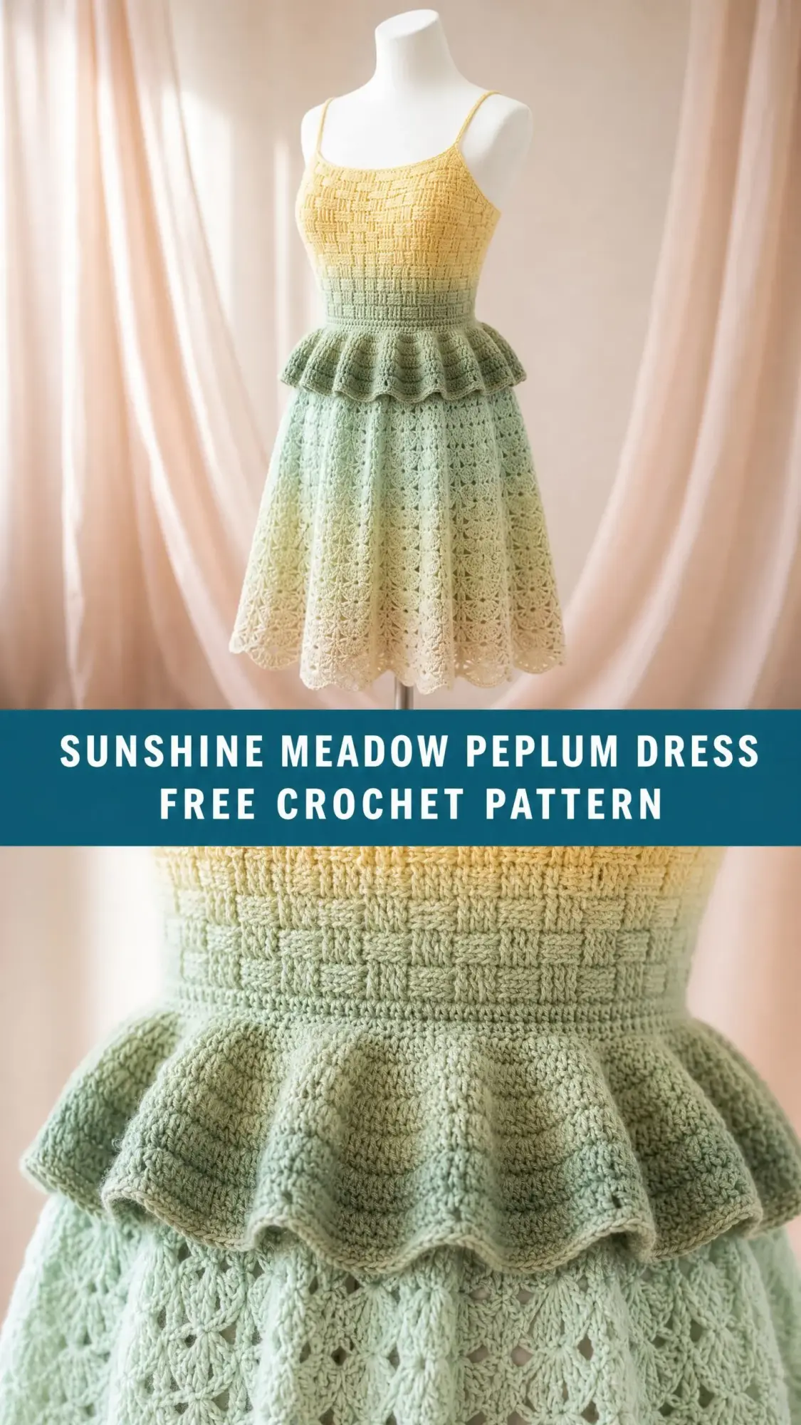 Sunshine Meadow Peplum Dress Free Crochet Pattern