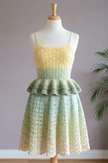 Sunshine Meadow Peplum Dress Free Crochet Pattern