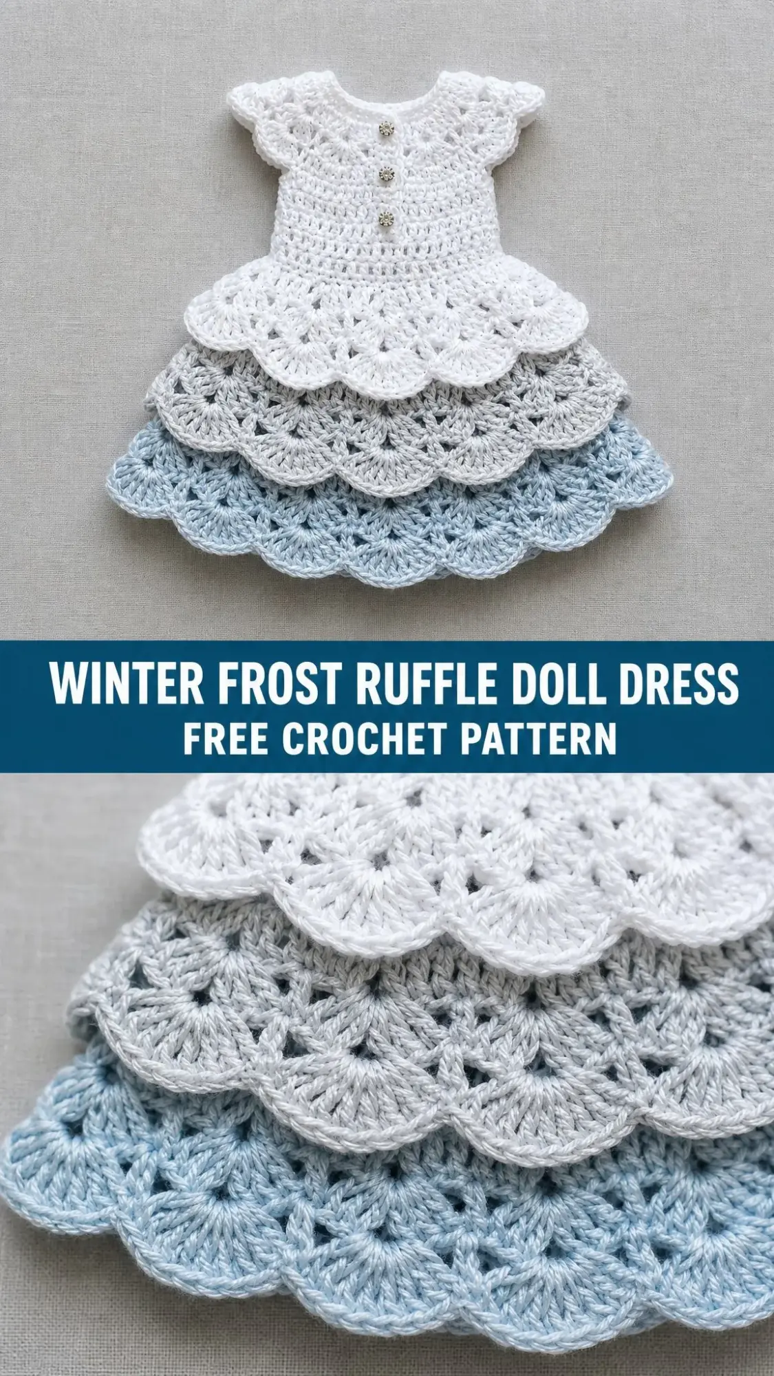 Winter Frost Ruffle Doll Dress Free Crochet Pattern