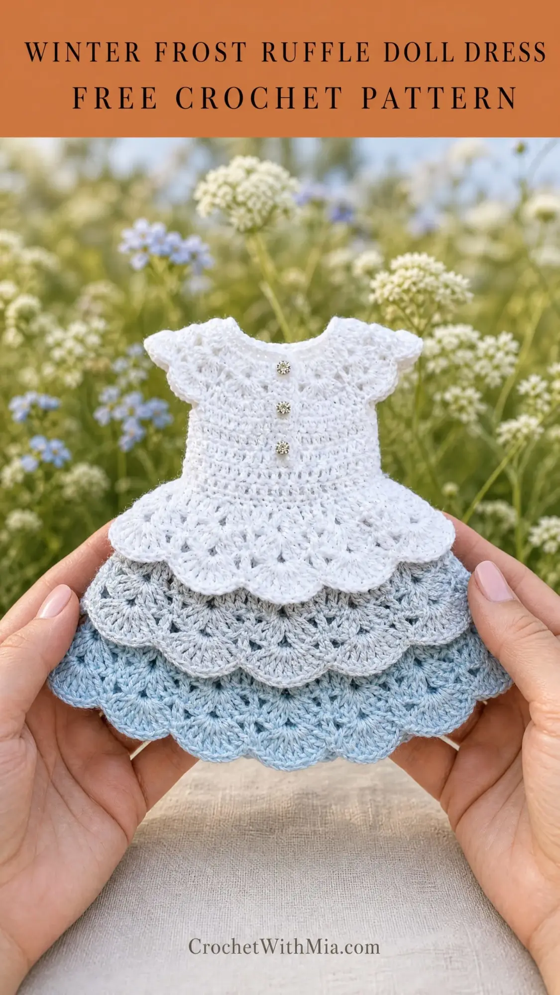 Winter Frost Ruffle Doll Dress Free Crochet Pattern