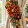 Autumn Dahlia Curtain Tieback Crochet Pattern
