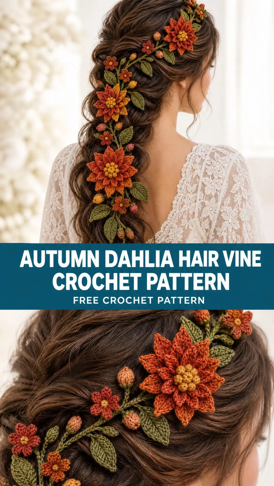 Autumn Dahlia Hair Vine Crochet Pattern