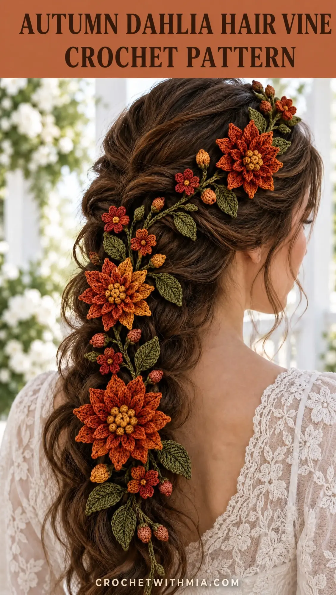 Autumn Dahlia Hair Vine Crochet Pattern