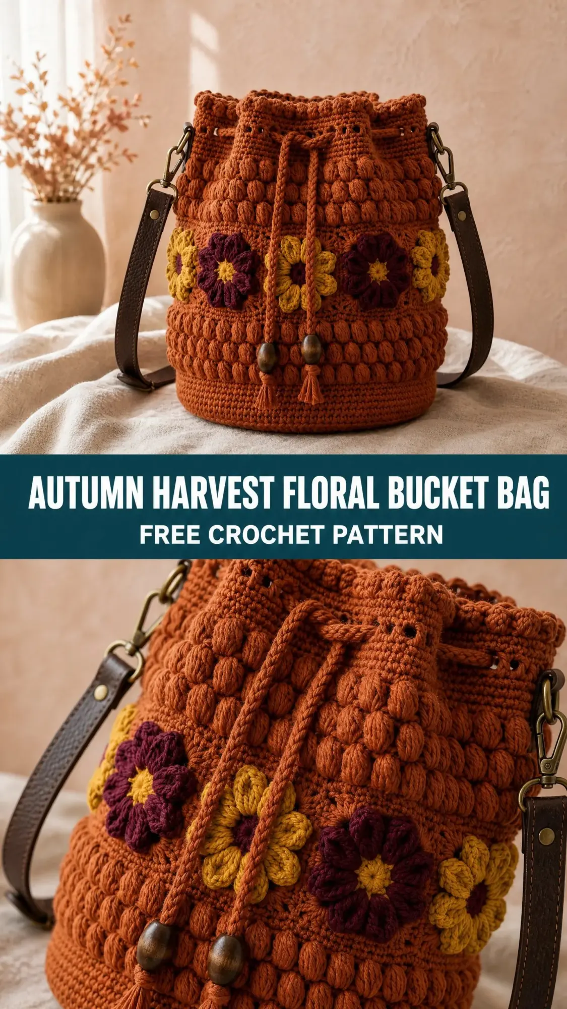 Autumn Harvest Floral Bucket Bag Free Crochet Pattern