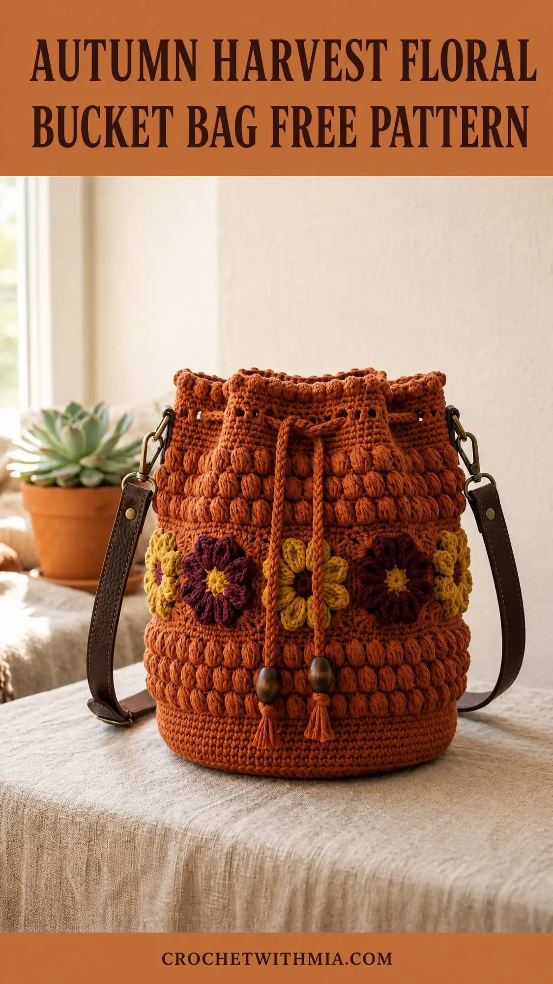 Autumn Harvest Floral Bucket Bag Free Crochet Pattern