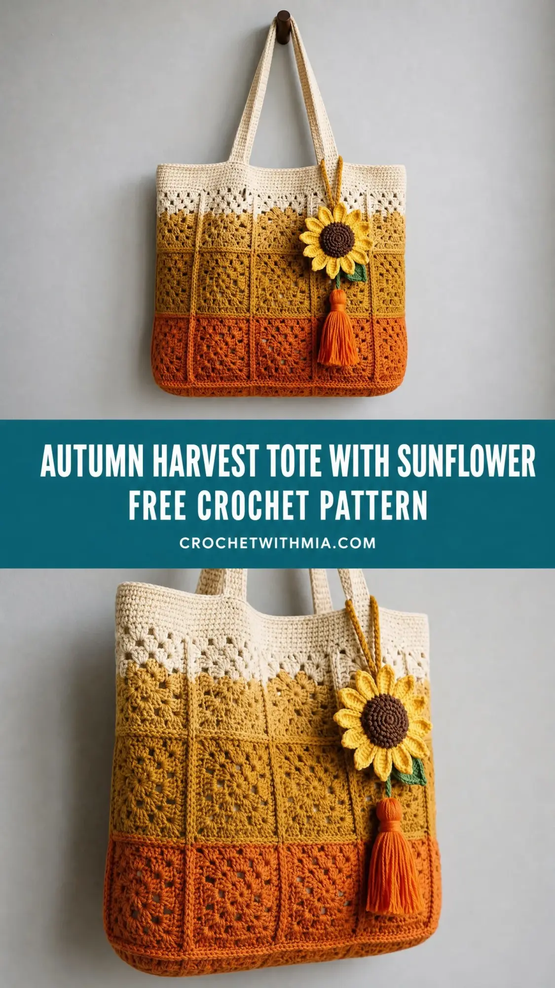 Autumn Harvest Tote with Sunflower Free Crochet Pattern