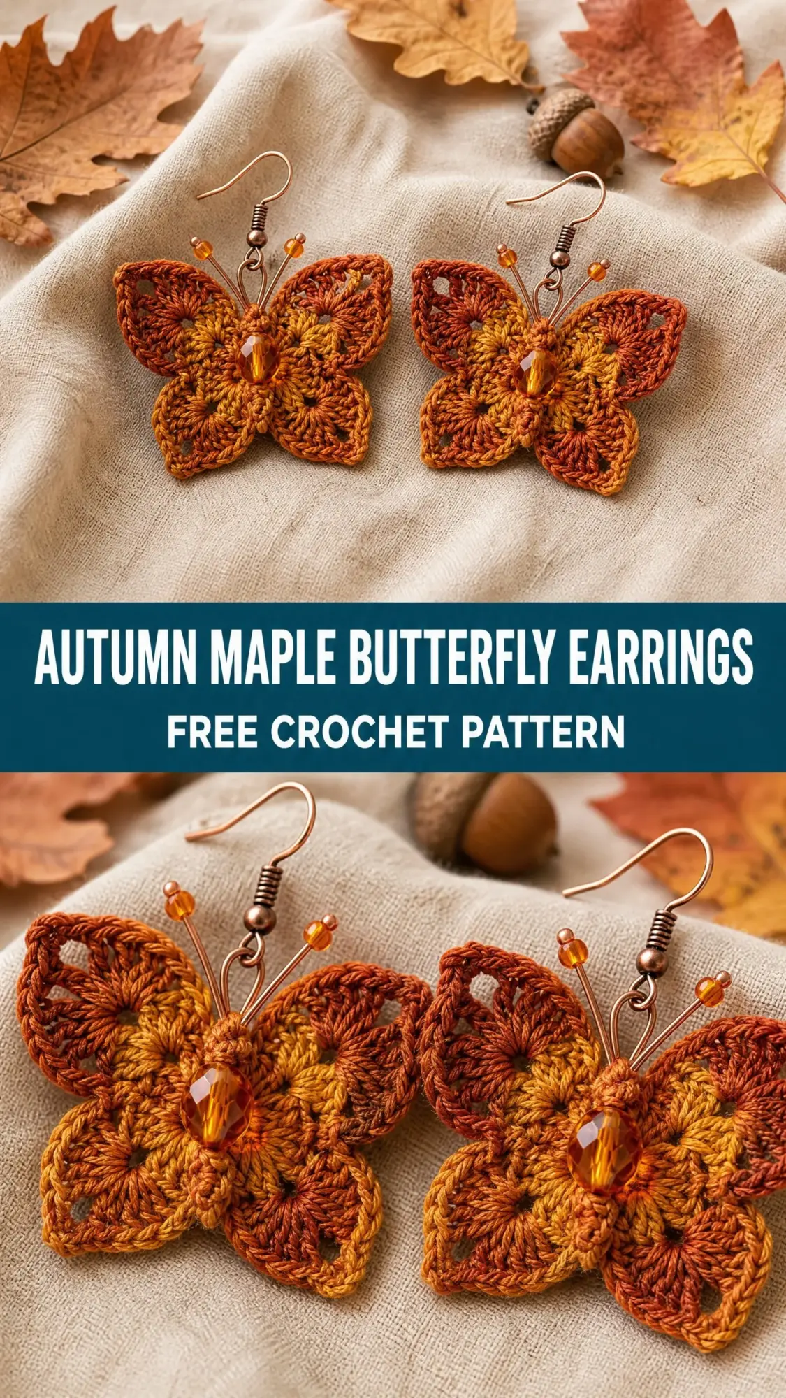 Autumn Maple Butterfly Earrings Free Crochet Pattern