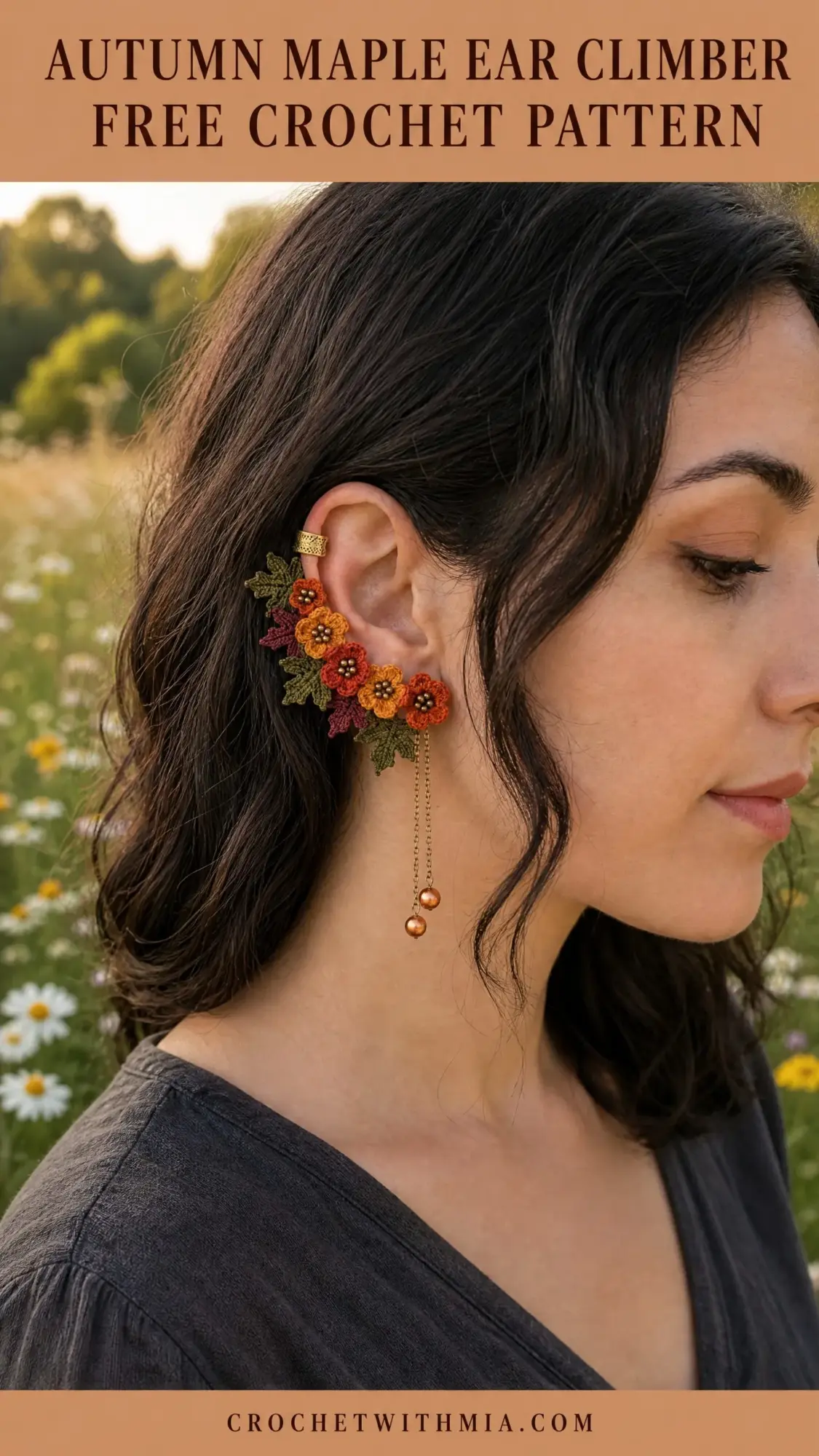 Autumn Maple Ear Climber Free Crochet Pattern