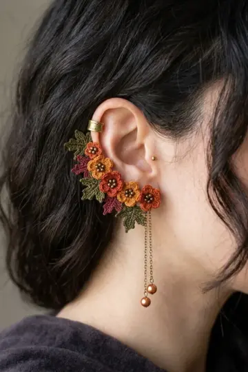 Autumn Maple Ear Climber Free Crochet Pattern