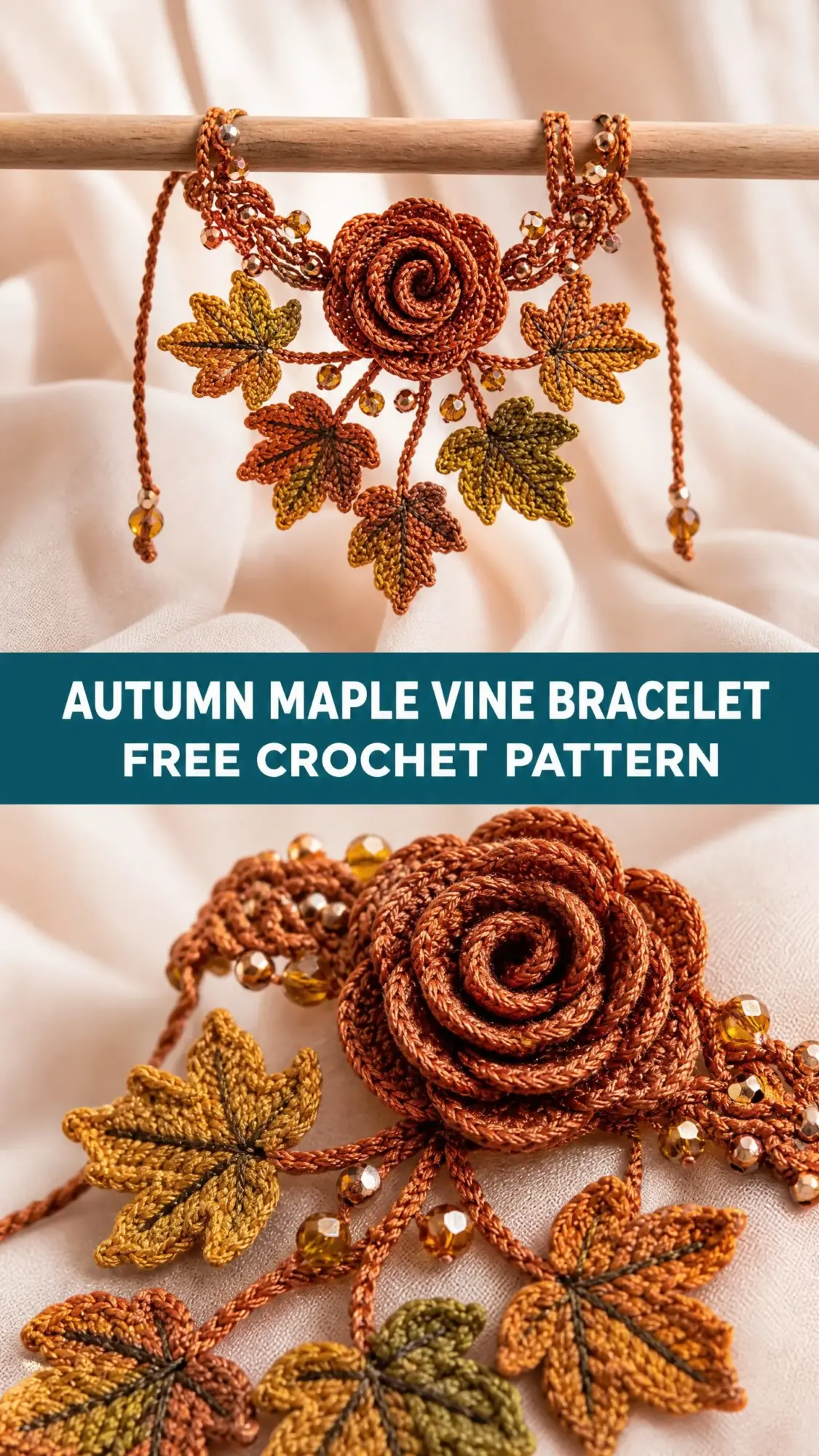 Autumn Maple Vine Bracelet Free Crochet Pattern