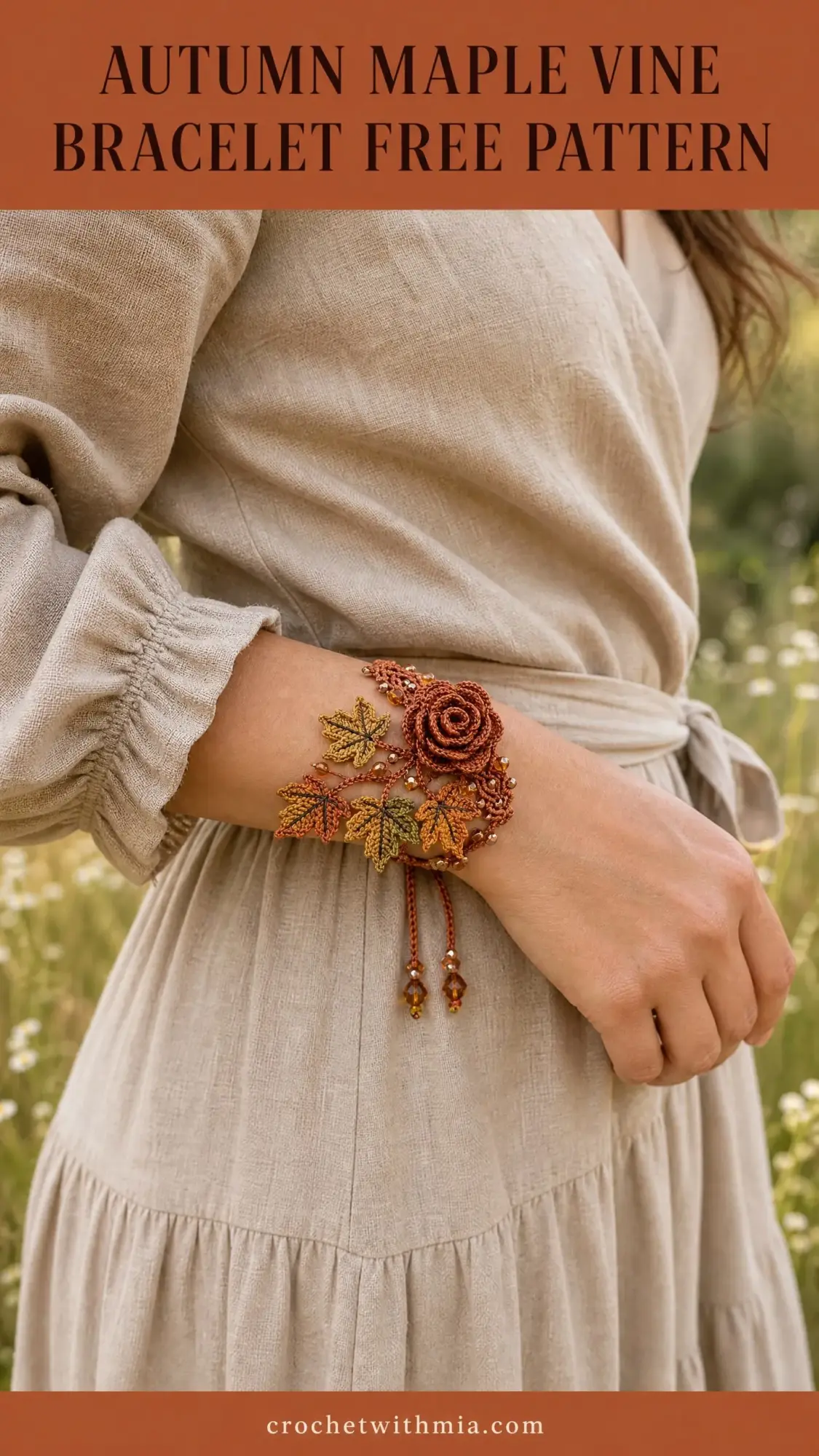 Autumn Maple Vine Bracelet Free Crochet Pattern