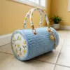 Baby Blue Daisy Barrel Bag Free Crochet Pattern