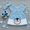 Baby Blue Penguin Baby Dress Set Free Crochet Pattern