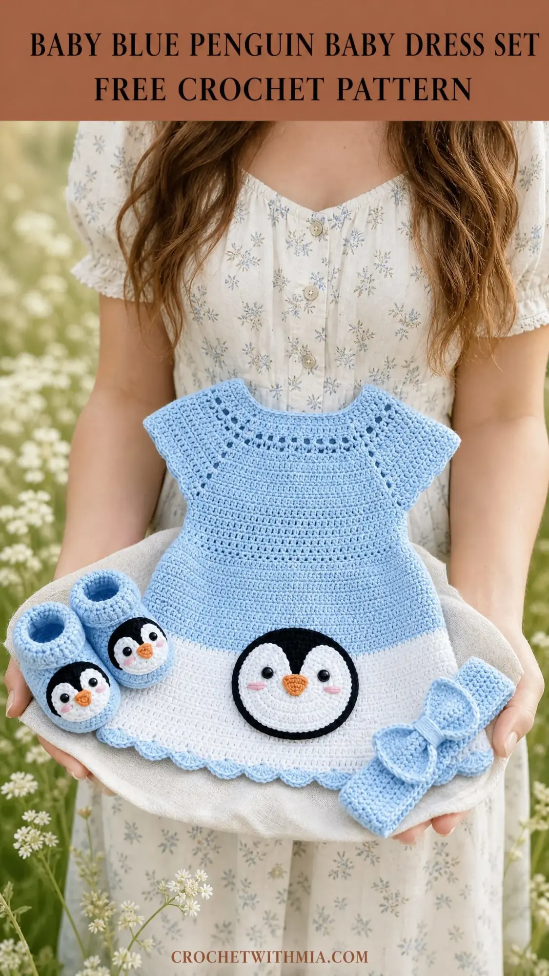 Baby Blue Penguin Baby Dress Set Free Crochet Pattern