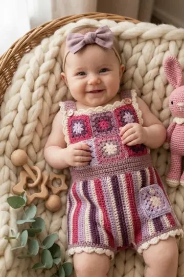 Berry Blossom Granny Romper Free Crochet Pattern