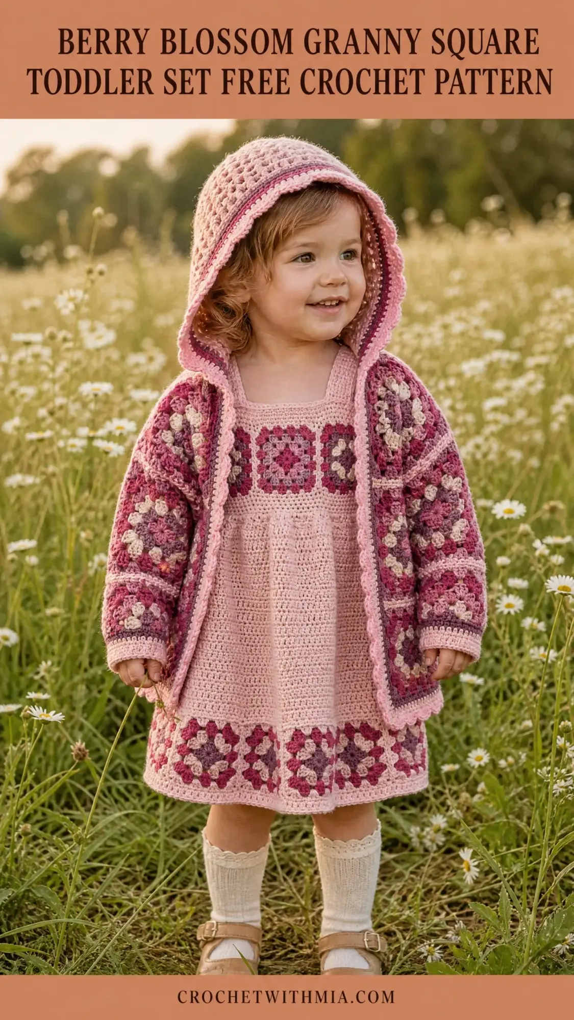 Berry Blossom Granny Square Toddler Set Free Crochet Pattern