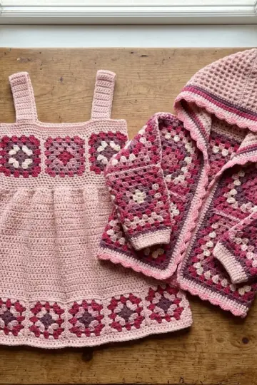 Berry Blossom Granny Square Toddler Set Free Crochet Pattern