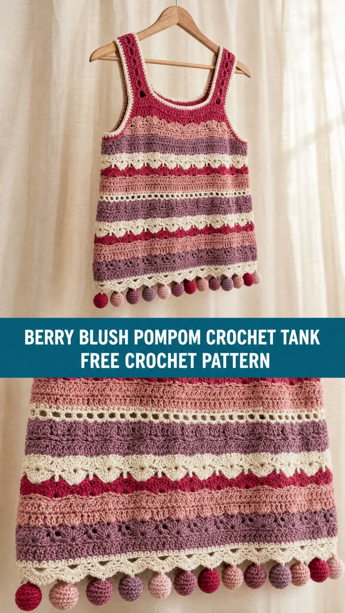 Berry Blush Pompom Crochet Tank Free Crochet Pattern