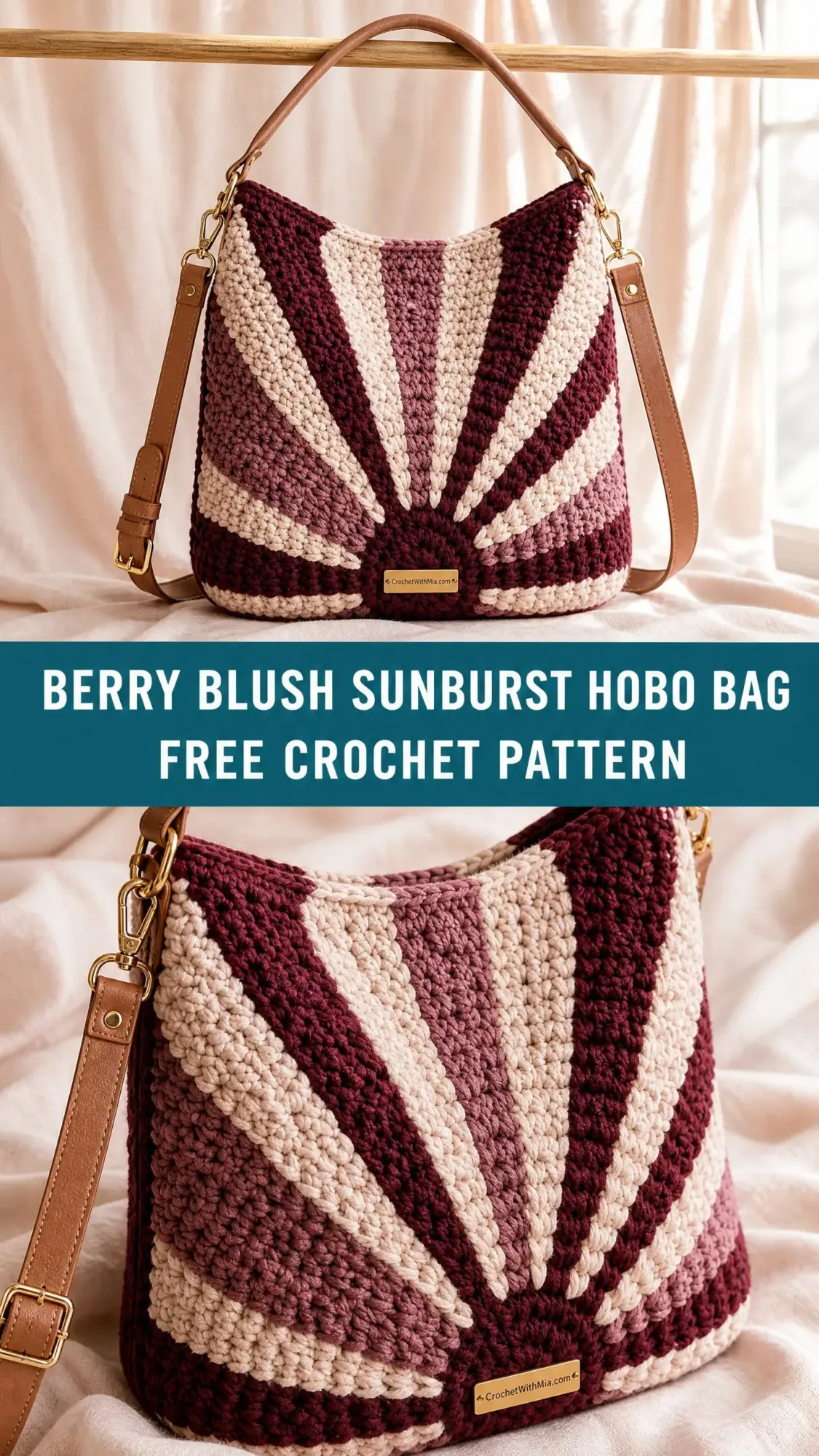 Berry Blush Sunburst Hobo Bag Free Crochet Pattern