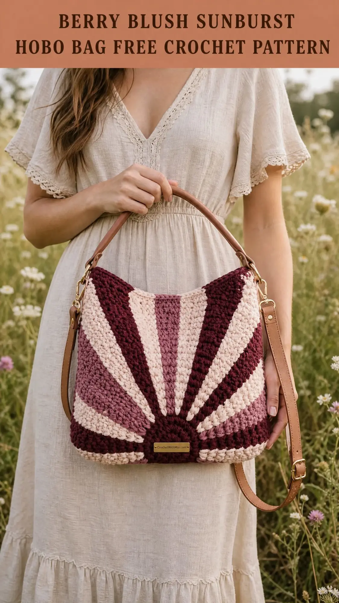 Berry Blush Sunburst Hobo Bag Free Crochet Pattern