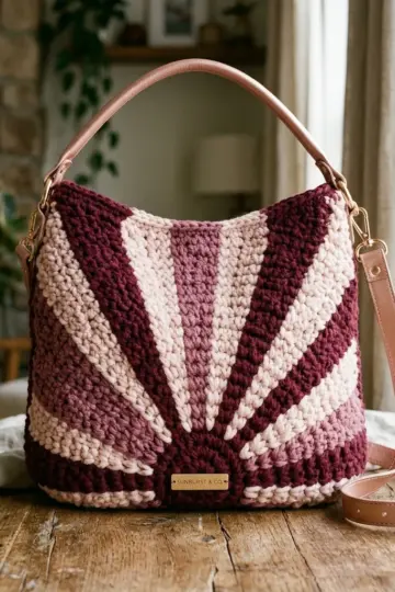 Berry Blush Sunburst Hobo Bag Free Crochet Pattern