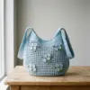 Blue Forget-Me-Not Mesh Bag Free Crochet Pattern
