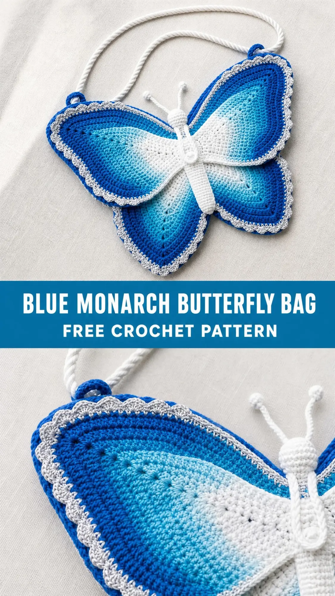 Blue Monarch Butterfly Bag Free Crochet Pattern