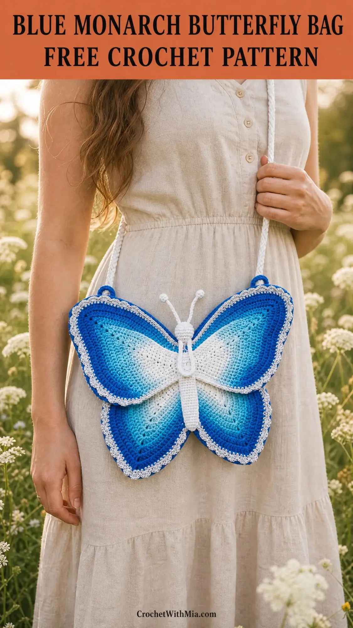 Blue Monarch Butterfly Bag Free Crochet Pattern