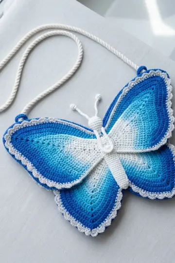 Blue Monarch Butterfly Bag Free Crochet Pattern