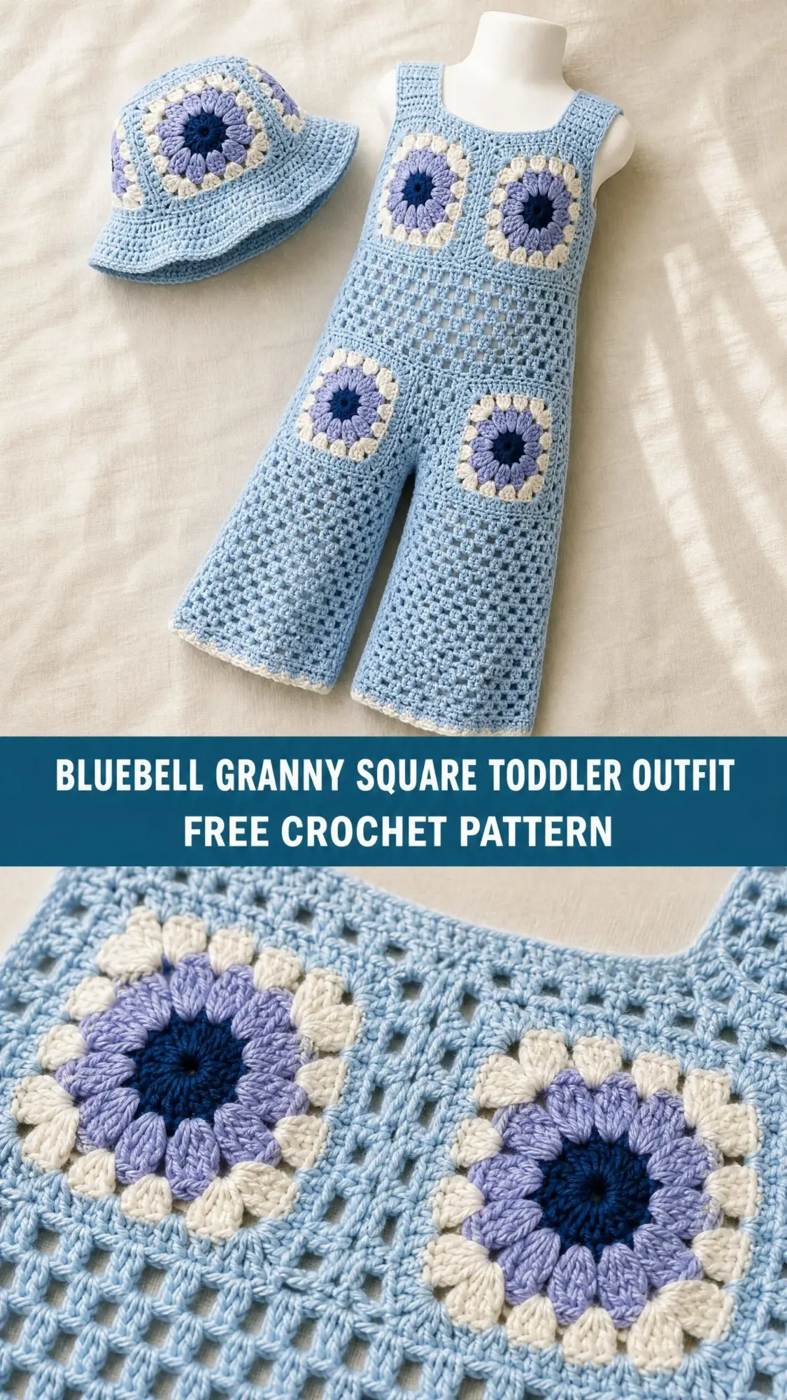 Bluebell Granny Square Toddler Outfit Free Crochet Pattern