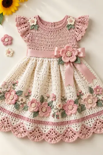 Blush Cherry Blossom Dress Crochet Pattern