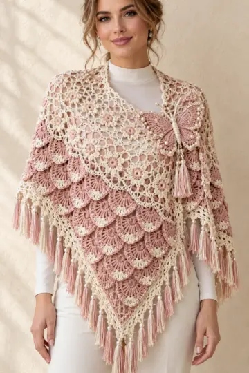 Blush Pearl Butterfly Shawl Crochet Pattern