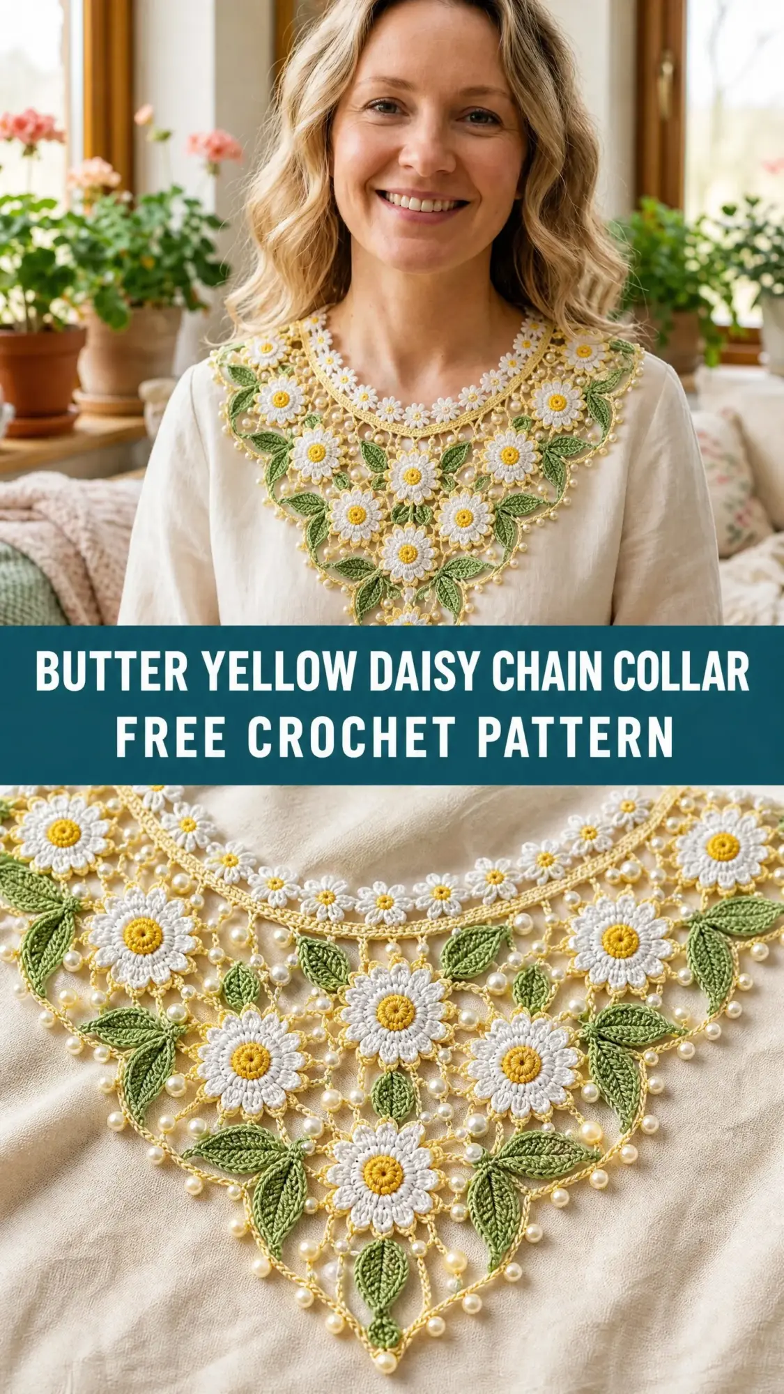 Butter Yellow Daisy Chain Collar Free Crochet Pattern