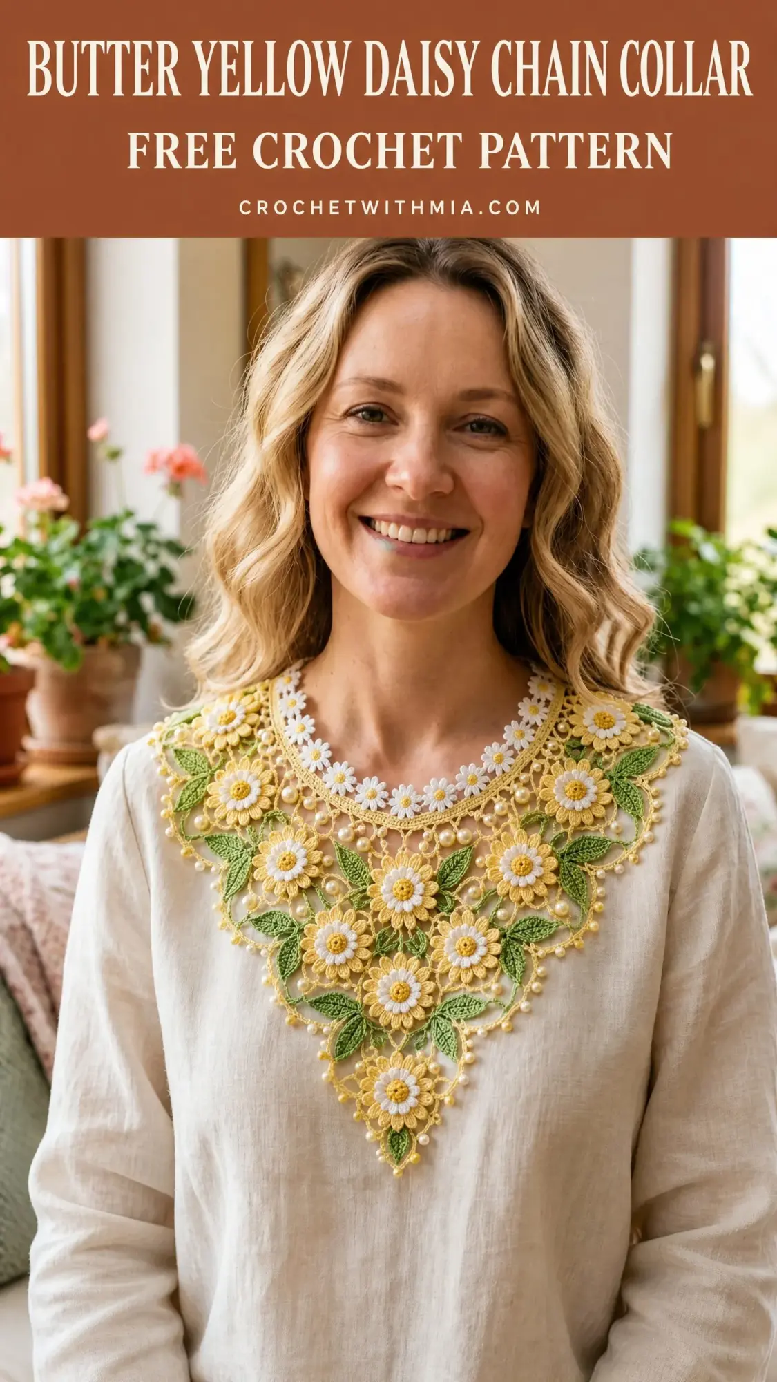 Butter Yellow Daisy Chain Collar Free Crochet Pattern