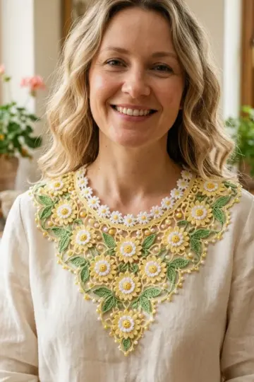 Butter Yellow Daisy Chain Collar Free Crochet Pattern