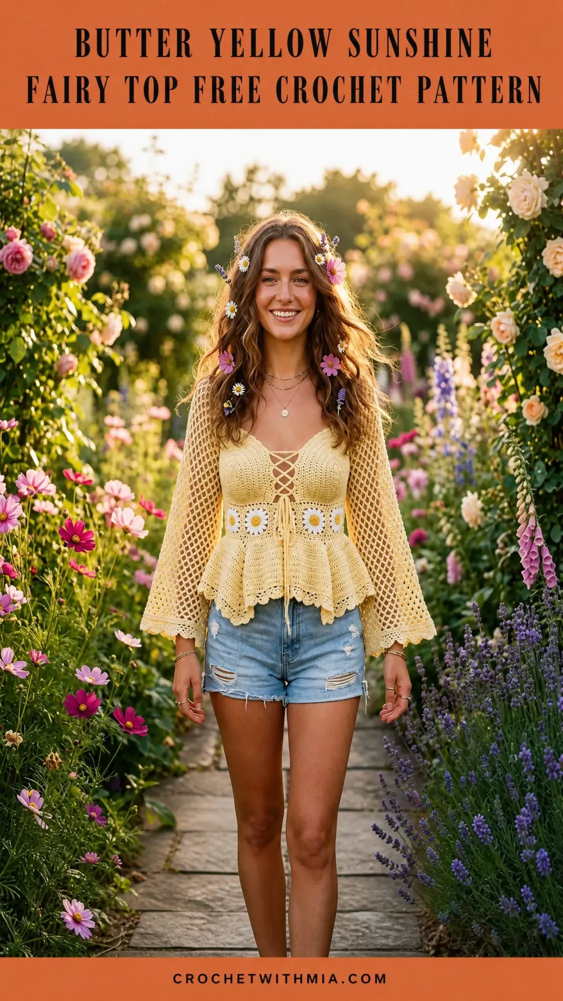 Butter Yellow Sunshine Fairy Top Free Crochet Pattern