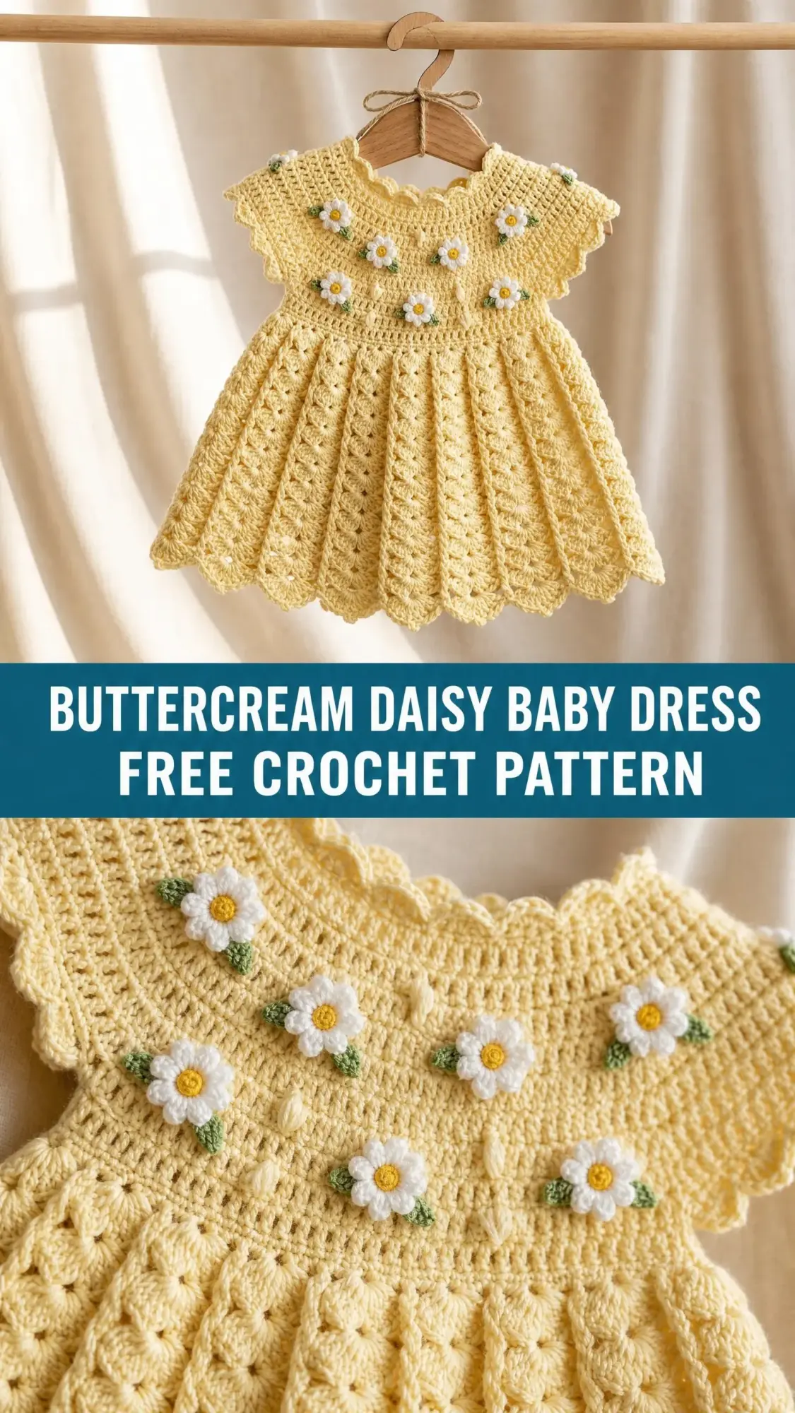 Buttercream Daisy Baby Dress Free Crochet Pattern