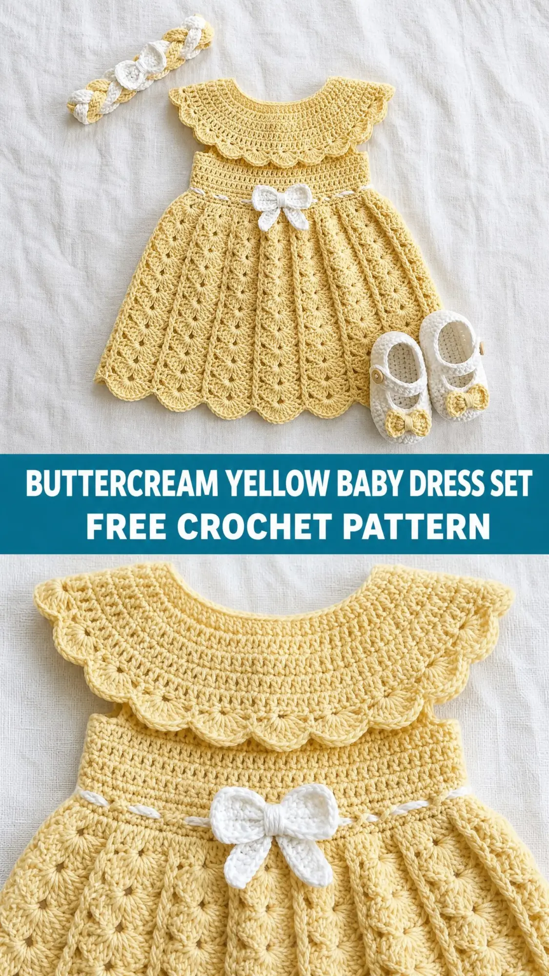 Buttercream Yellow Baby Dress Set Free Crochet Pattern