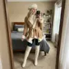 Camel Tan Shearling Edge Crochet Cardigan Free Pattern