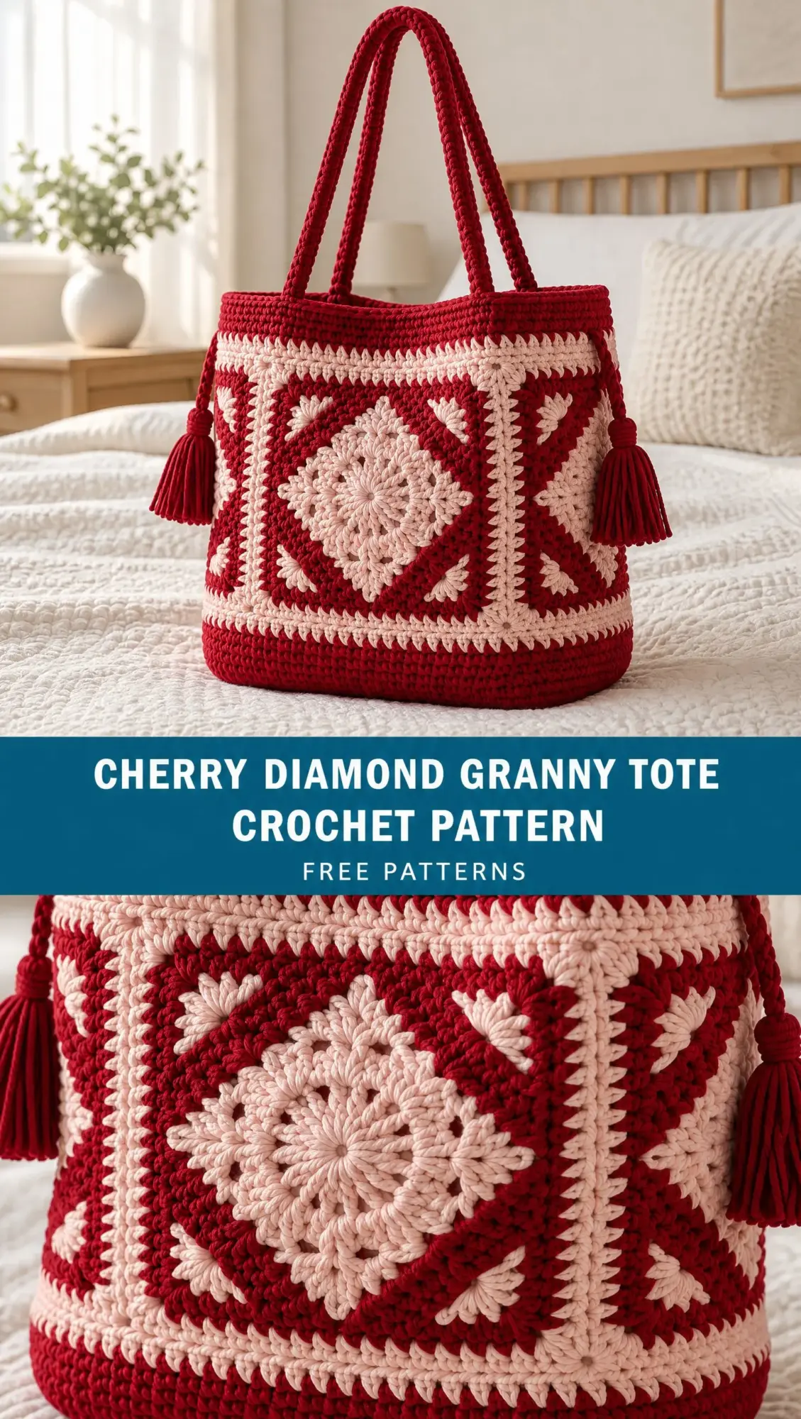 Cherry Diamond Granny Tote Crochet Pattern