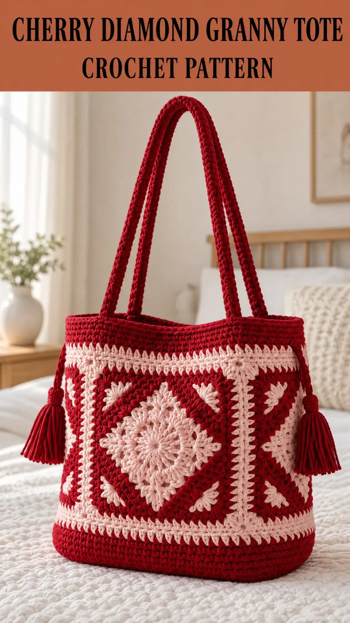 Cherry Diamond Granny Tote Crochet Pattern
