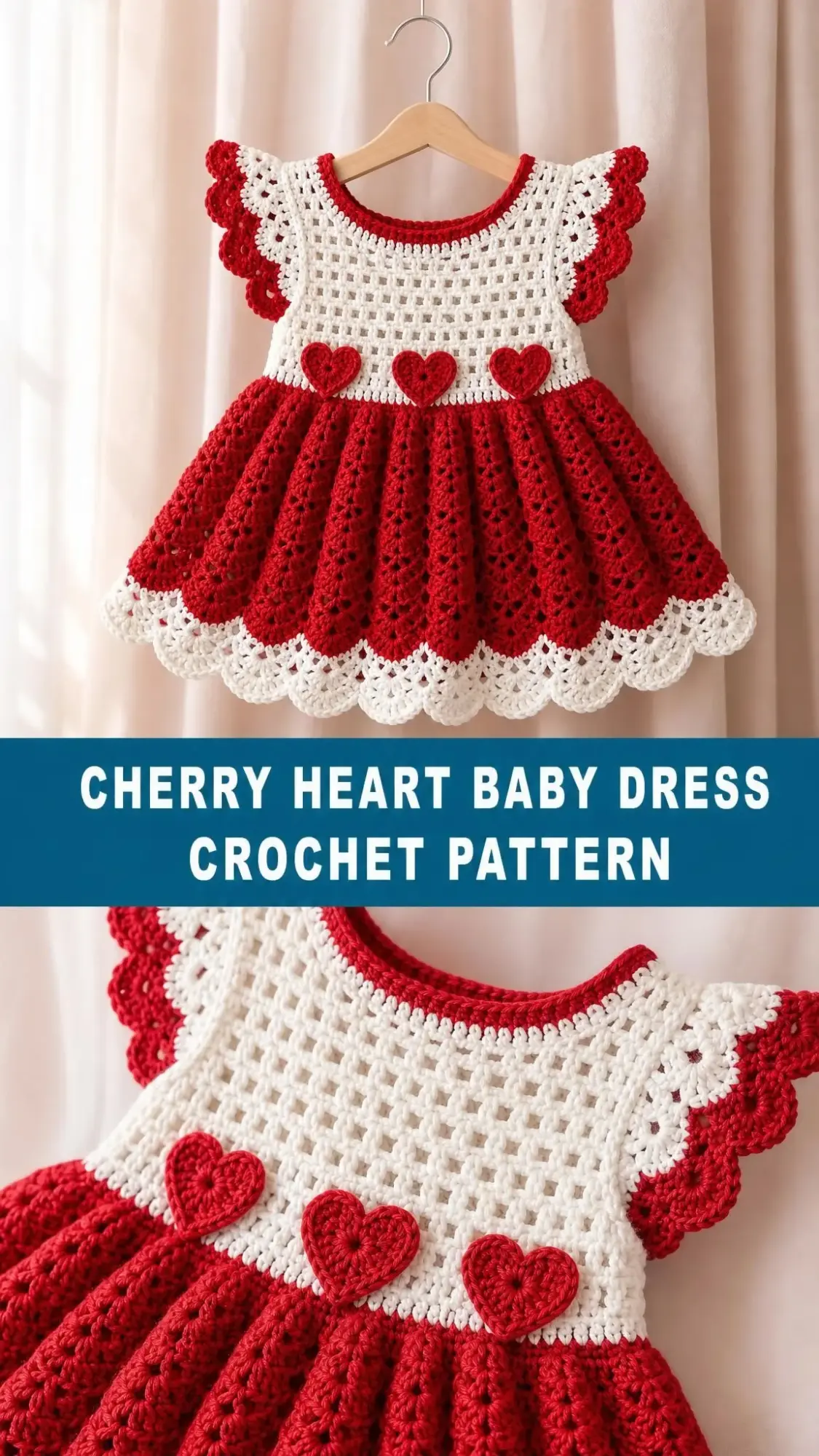 Cherry Heart Baby Dress Crochet Pattern