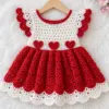 Cherry Heart Baby Dress Crochet Pattern