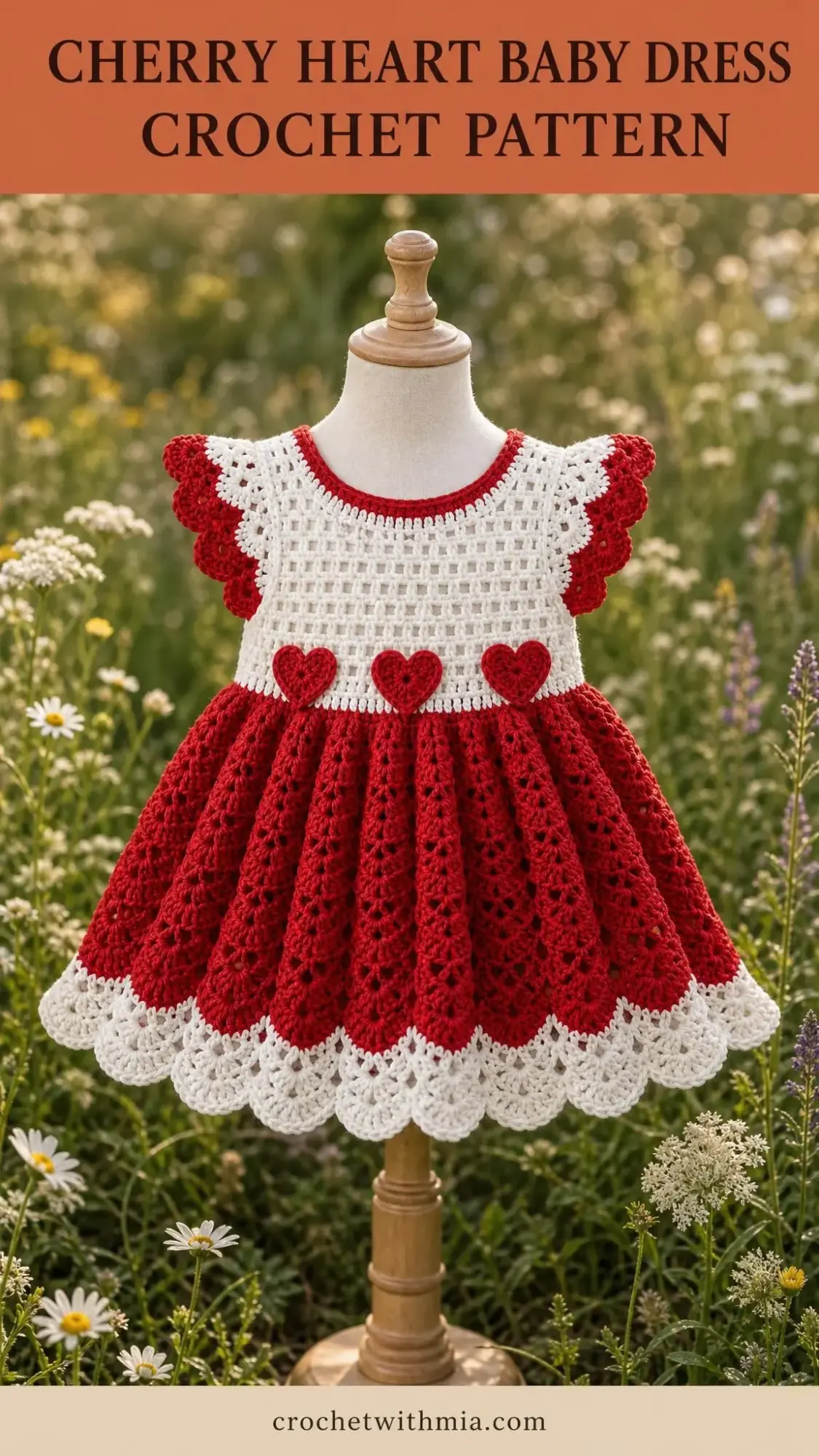 Cherry Heart Baby Dress Crochet Pattern