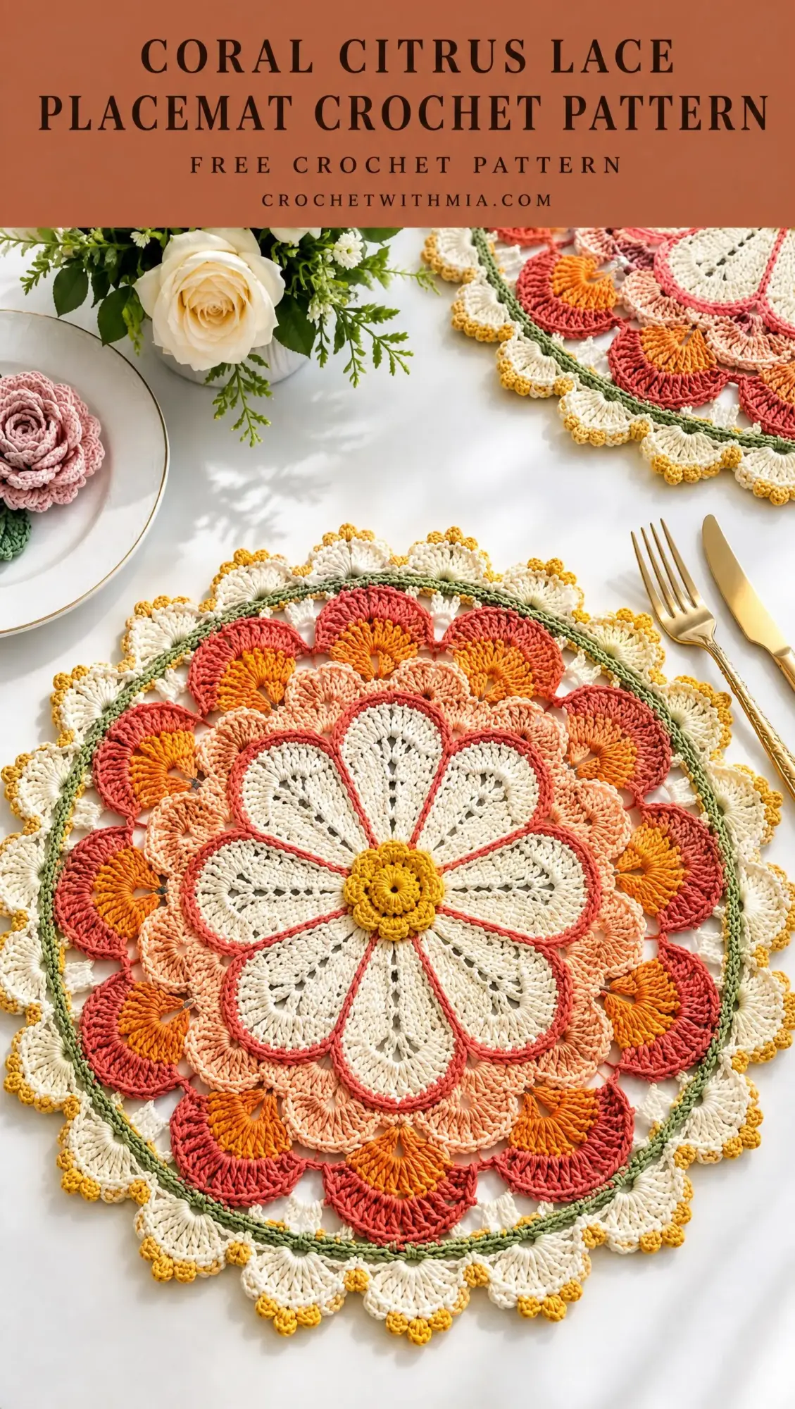 Coral Citrus Lace Placemat Crochet Pattern
